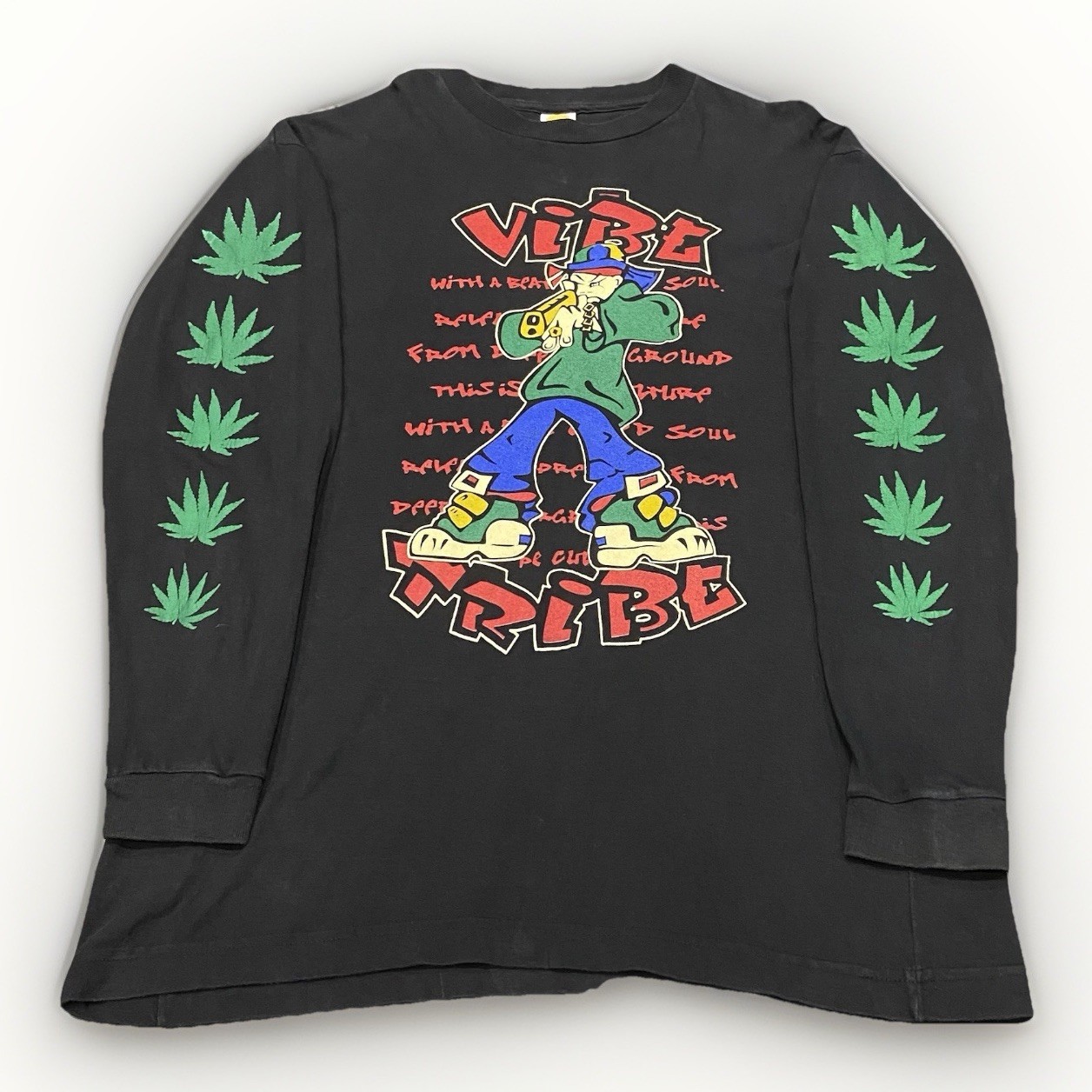 Vintage Vibe Tribe T Shirt XL Long Sleeve Ganja Weed 90s Rave Spliffy Dready gallery