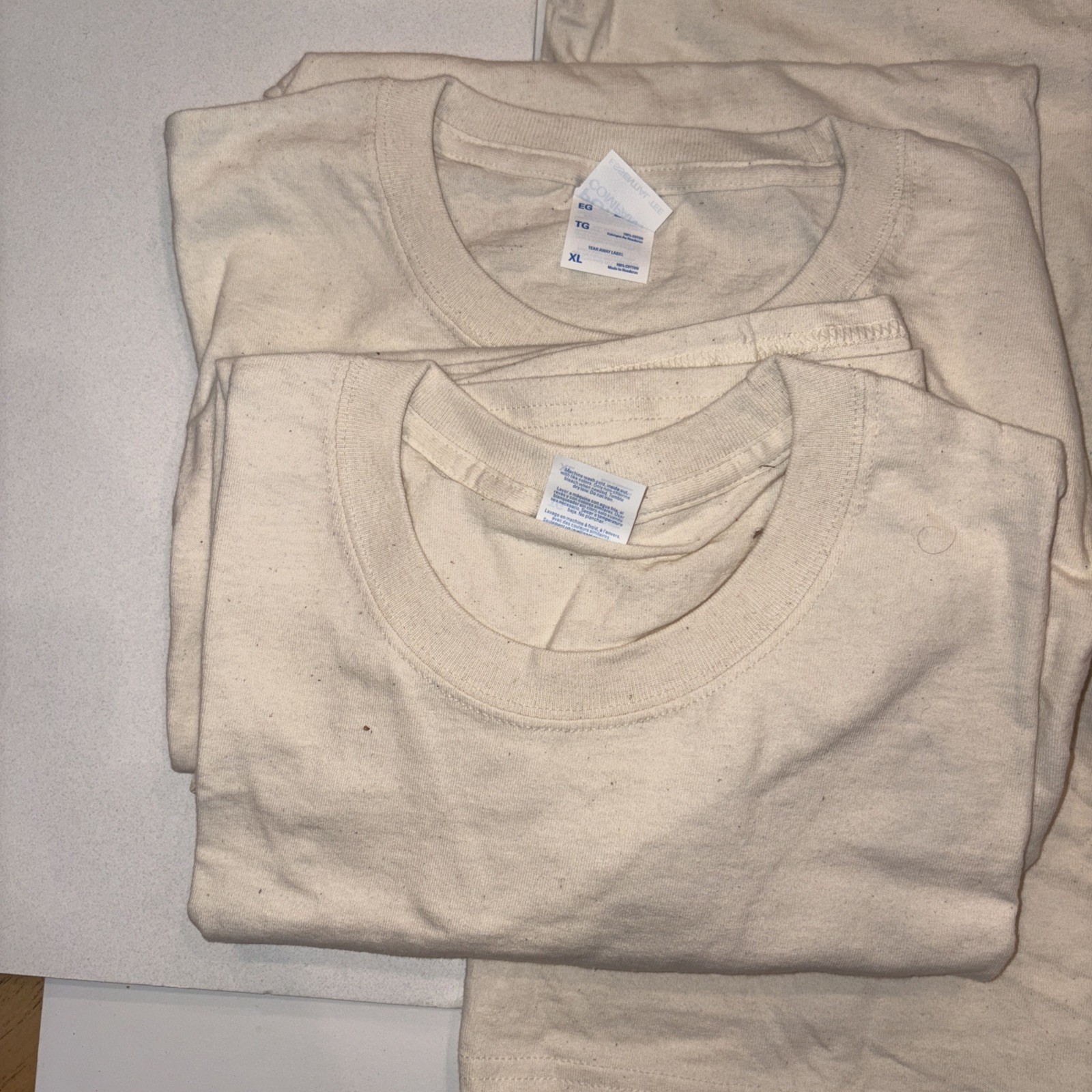 Lot Of 3 Tee Shirts-XL-heavy Weight-100% Cotton-0ff White-NEW-work T Shirts gallery
