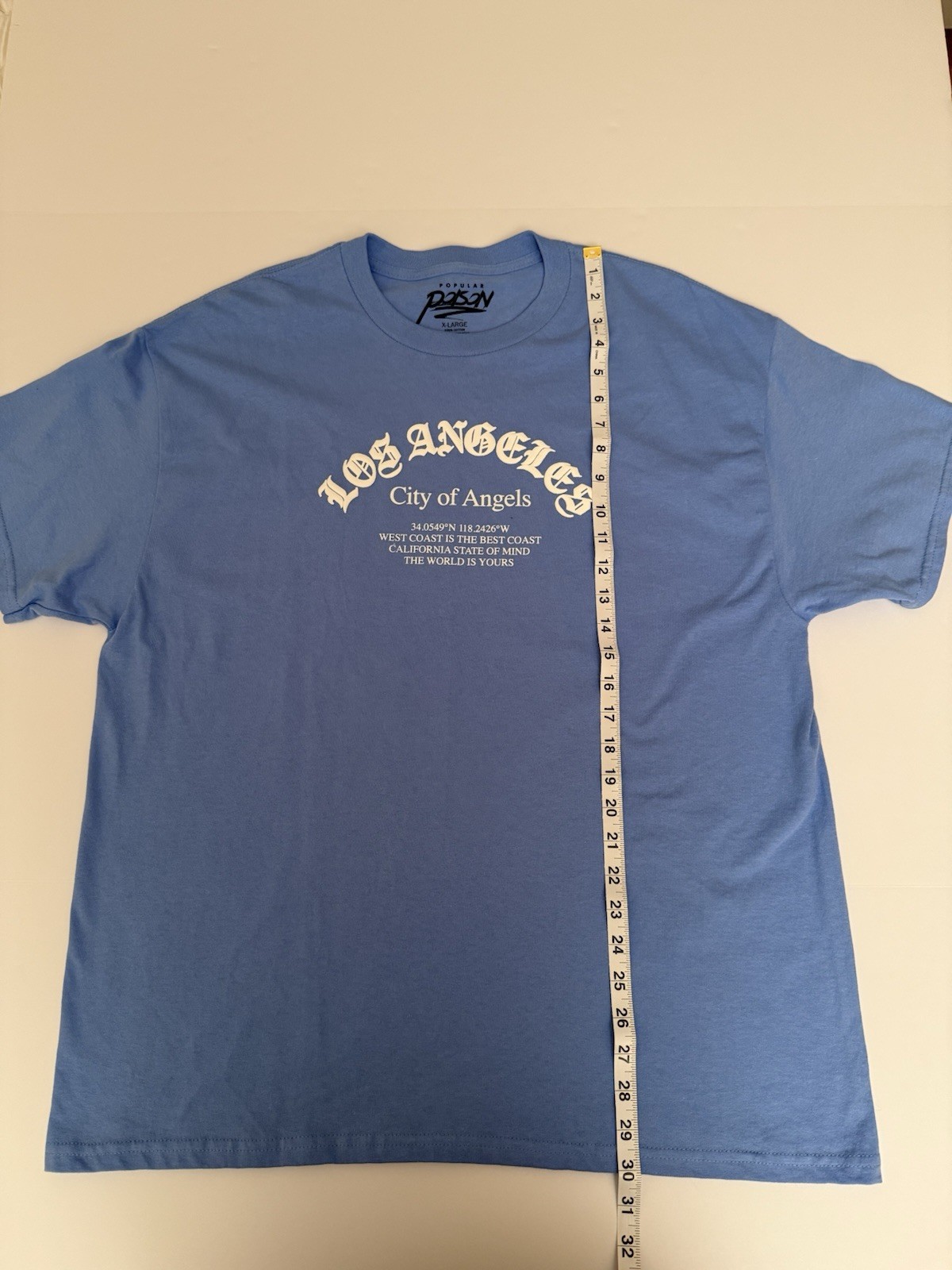 Popular Poison Los Angeles Graphic T-Shirt Men’s XL Light Blue Streetwear NEW gallery