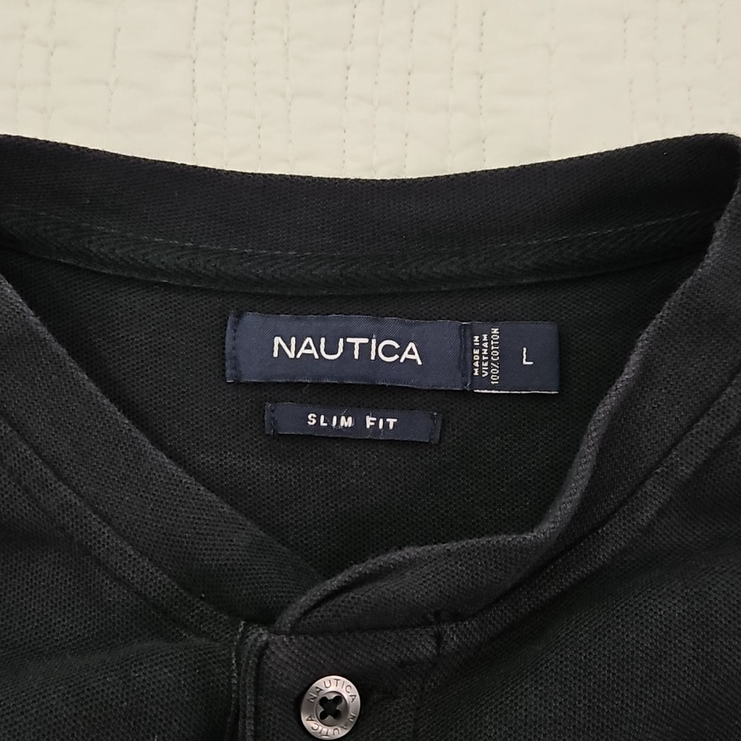 Nautica Slim Fit Heavy Crew Neck Shirt Men's Large Dark Navy Blue EUC LN gallery