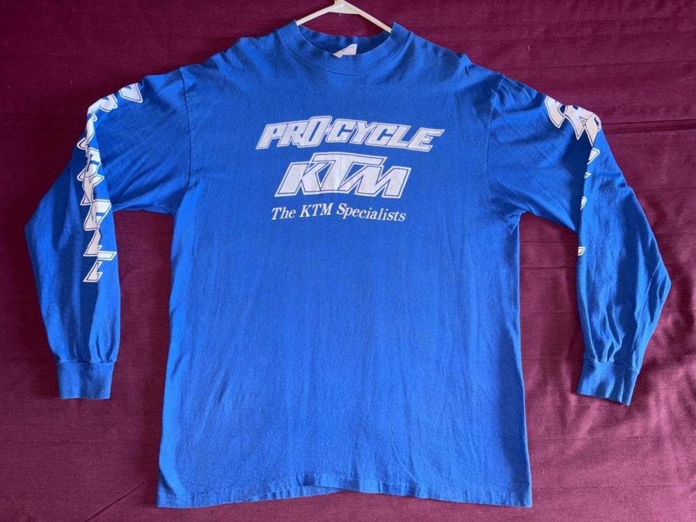 Vintage Pro-Cycle KTM Specialists Blue Long Sleeve Shirt XL motocross rare ahrma