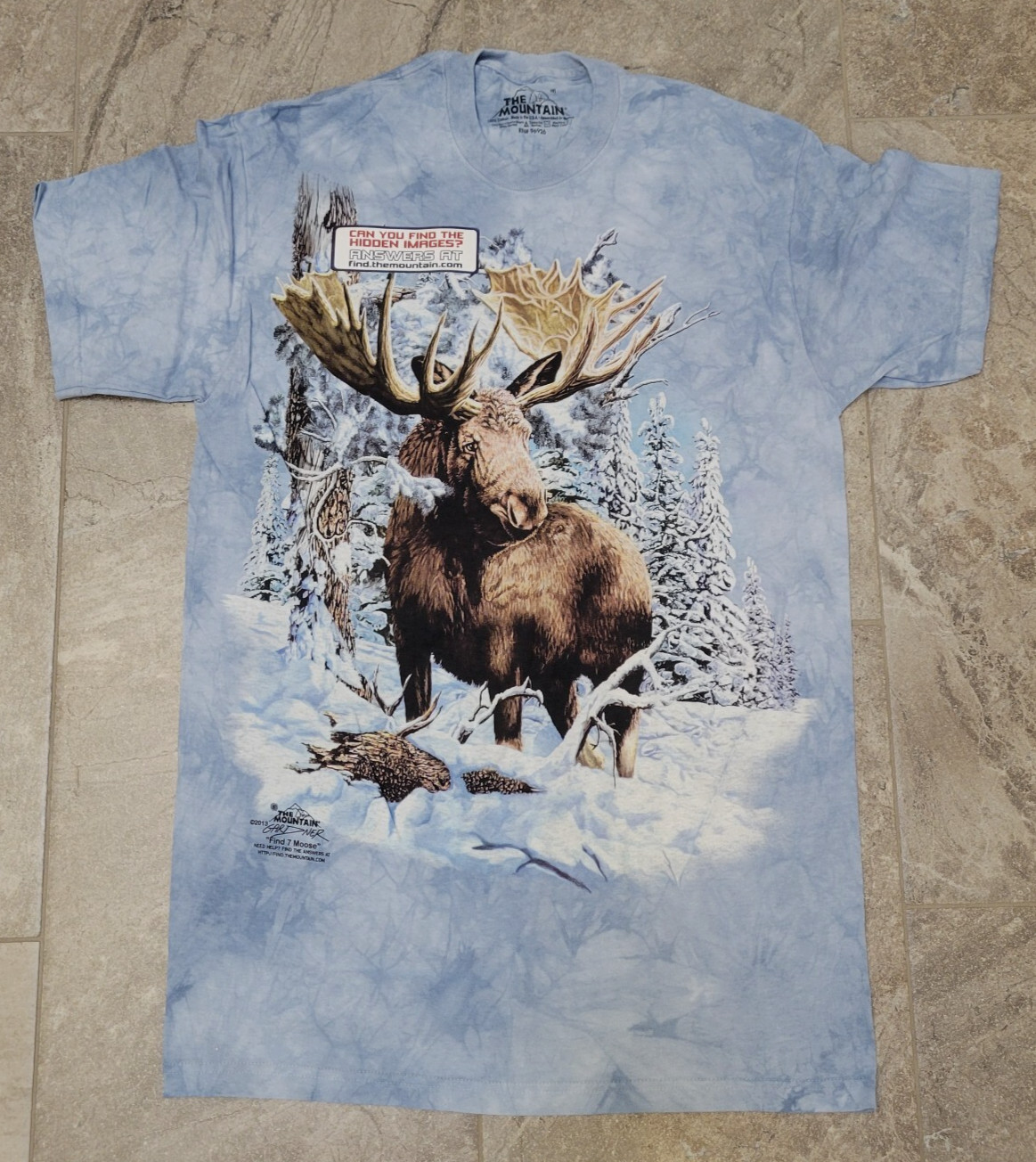 NEW Find 7 Moose The Mountain Niagara Falls T-Shirt Men Blue Snow Tee Medium