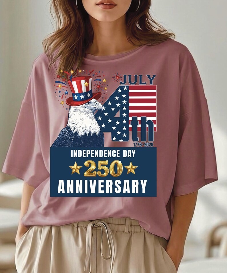 4th Of July T-Shirt, USA 250th Anniversary Graphic Tee, Uncle Sam Hat gallery