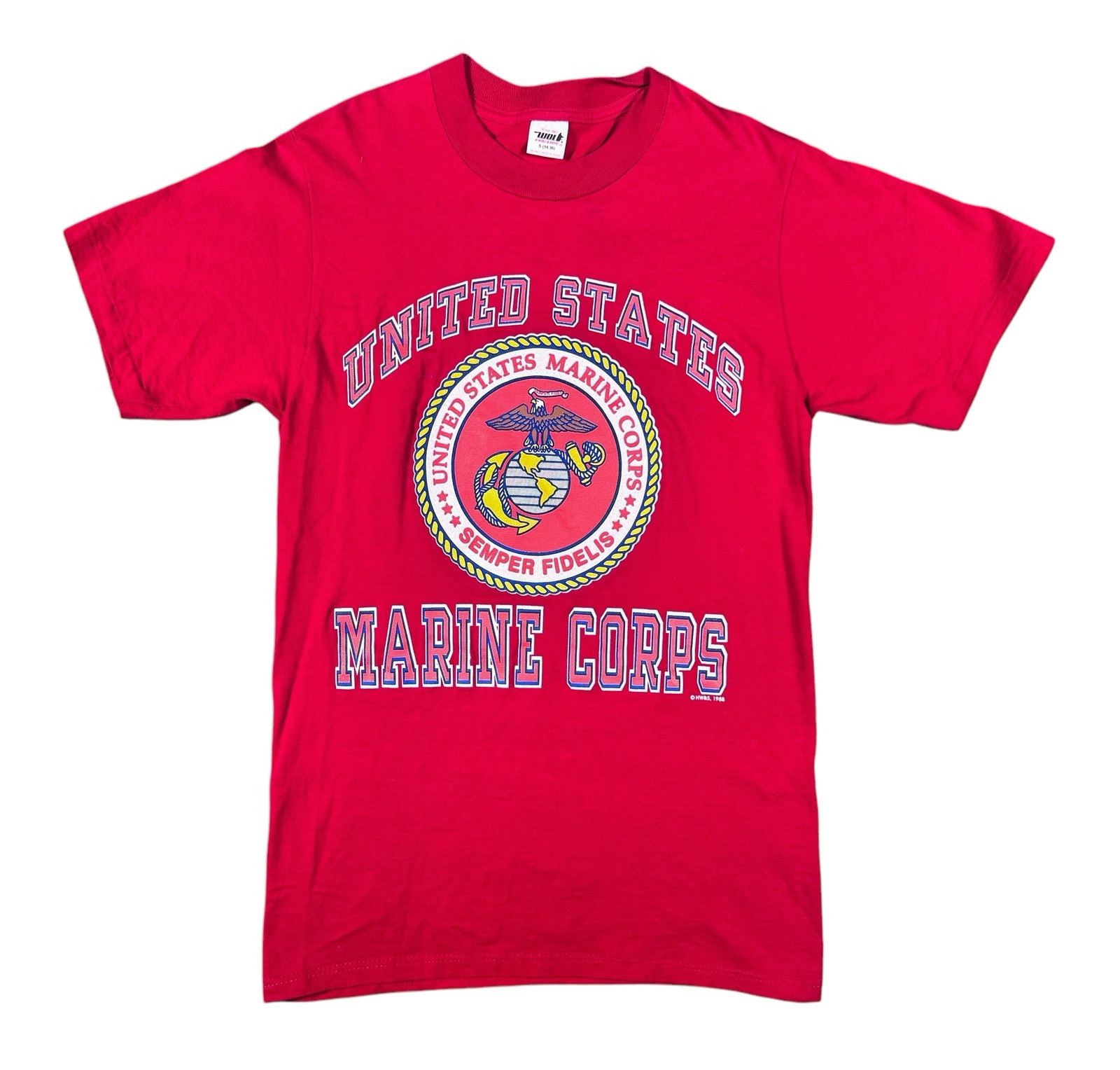 Vintage 80’s US MARINE CORPS T-Shirt Sz Small USMC Military Single Stitch Red gallery