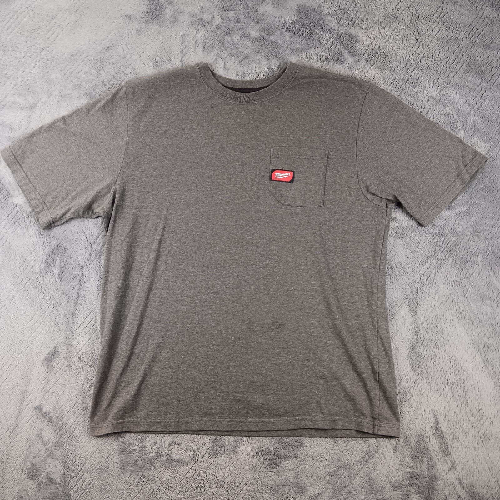 Milwaukee Mens Heavy Duty Pocket T-Shirt Gray XL Short Sleeve Construction