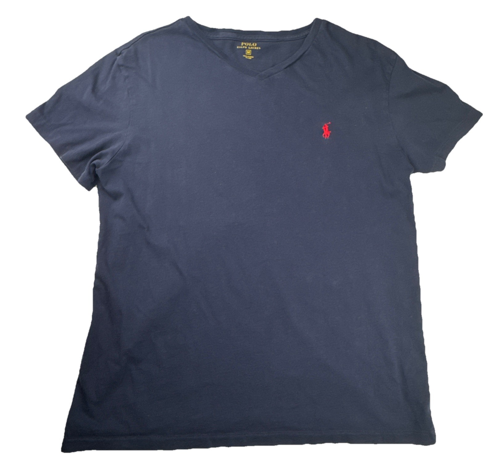 Polo Ralph Lauren Mens V-Neck T-Shirt Size M Navy Blue Cotton Classic Preppy Tee gallery