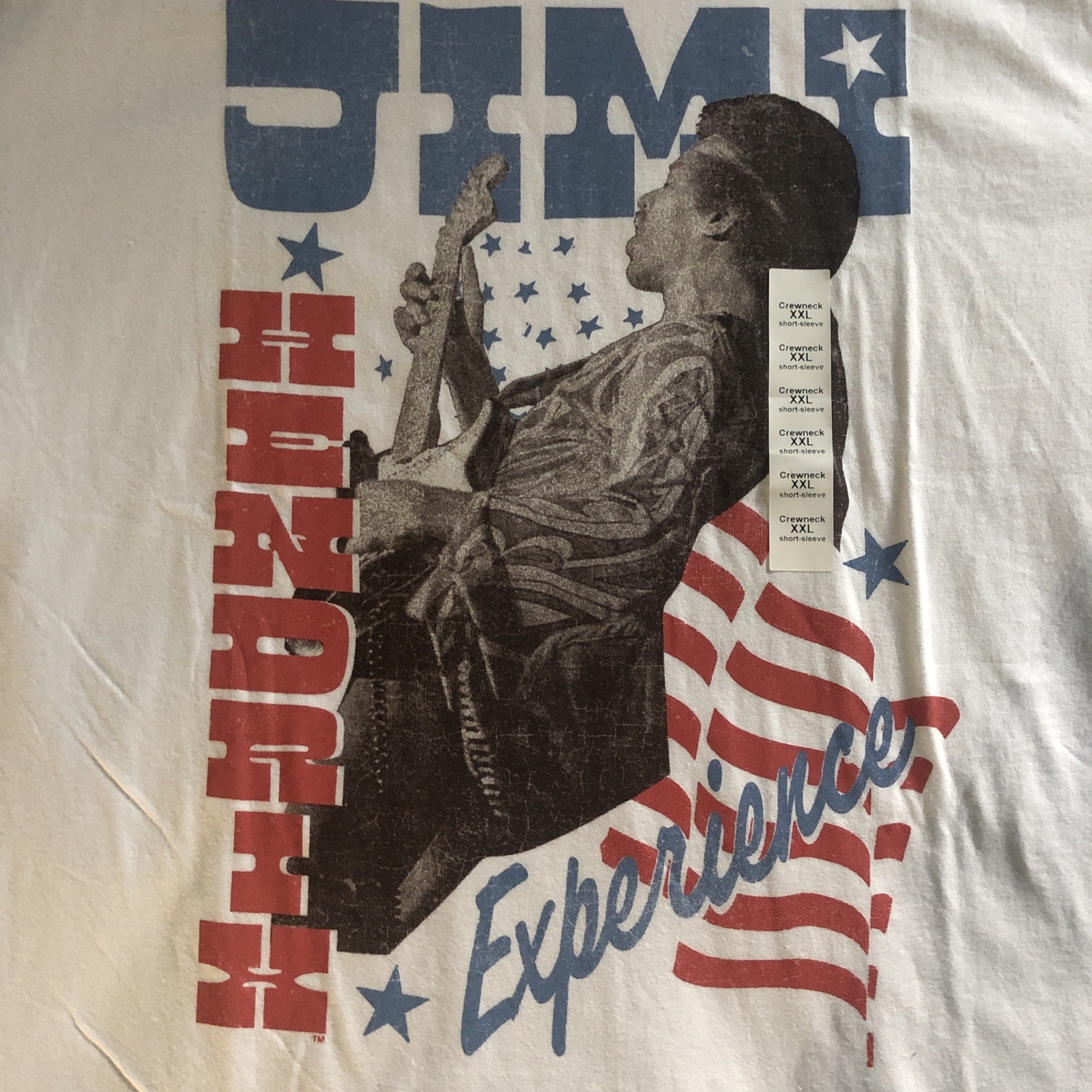 Jimi Hendrix Experience Shirt 2XL Men’s White Rock N Roll Vintage Style Flag USA