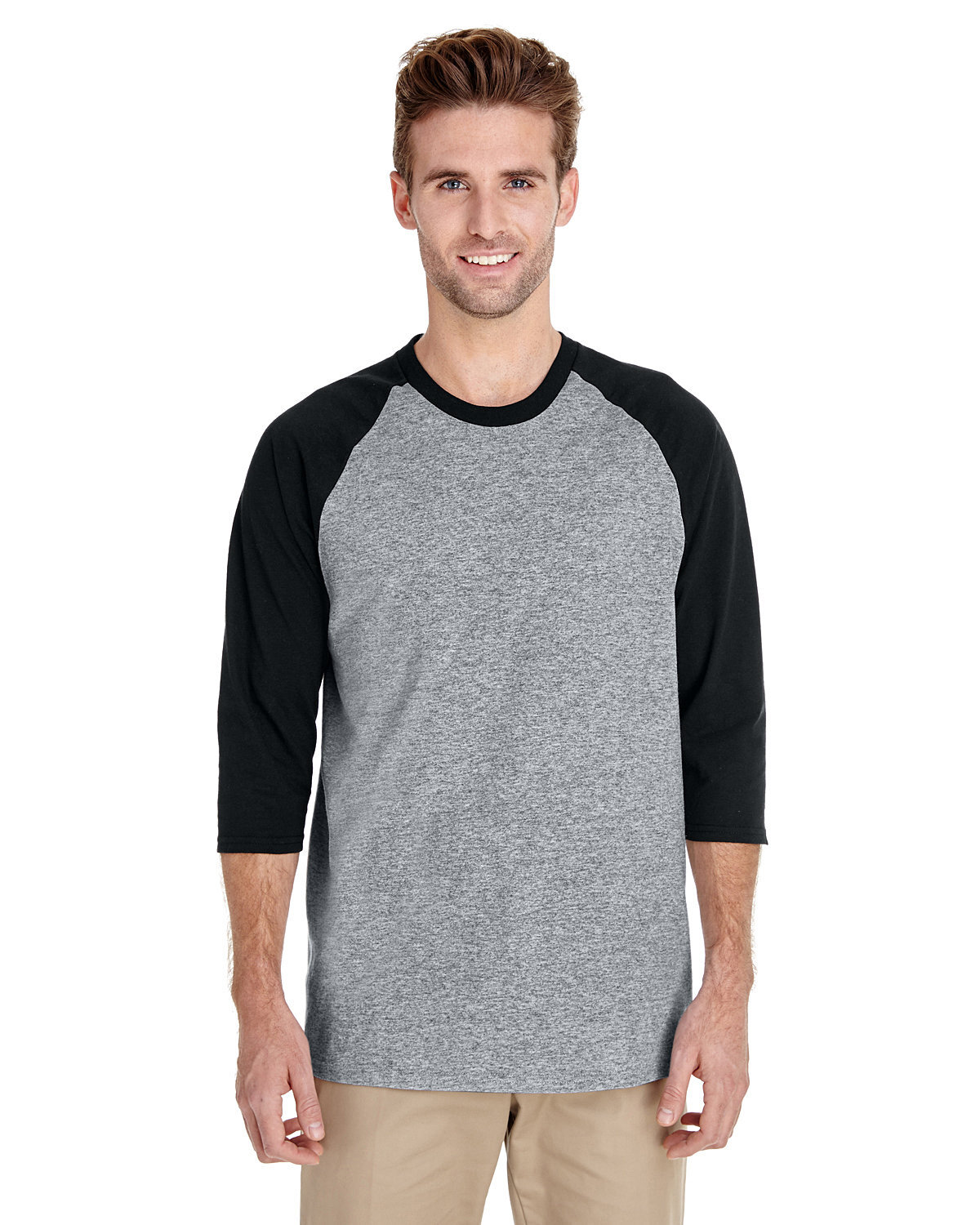 2 Pack Of Gildan G570 Adult Heavy Cotton Three-Quarter Raglan Sleeve T-Shirt
