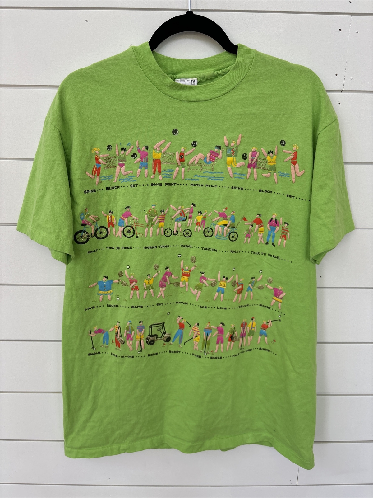 VTG MARCY N ME EZL Puff Paint Volleyball Biking Tennis Golf Tshirt Single Stitch