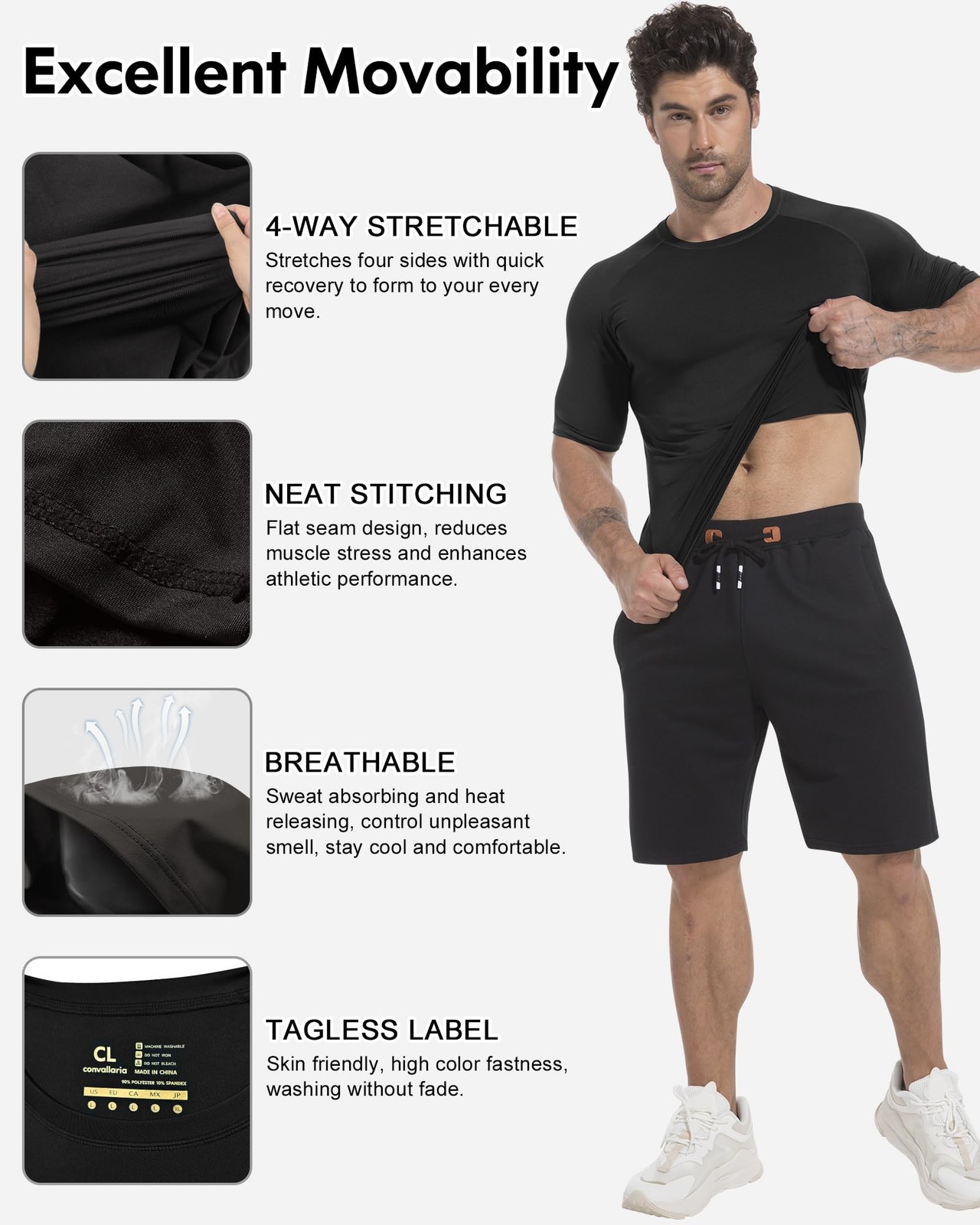 4 Pack Men's Compression Shirts Long Short Sleeve Dry Cool Rash Guard XX-Small gallery