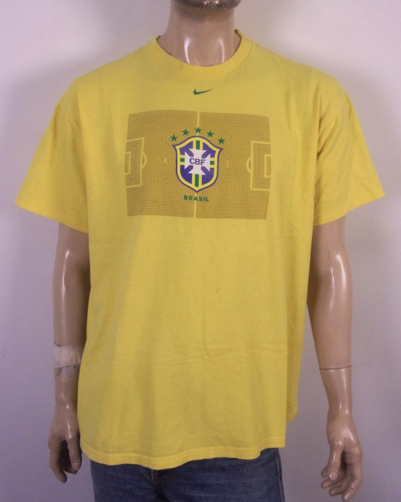 vintage 90s 00s Y2K Nike Brasil CBF Soccer T-Shirt Brazil Center Swoosh Futbol L gallery