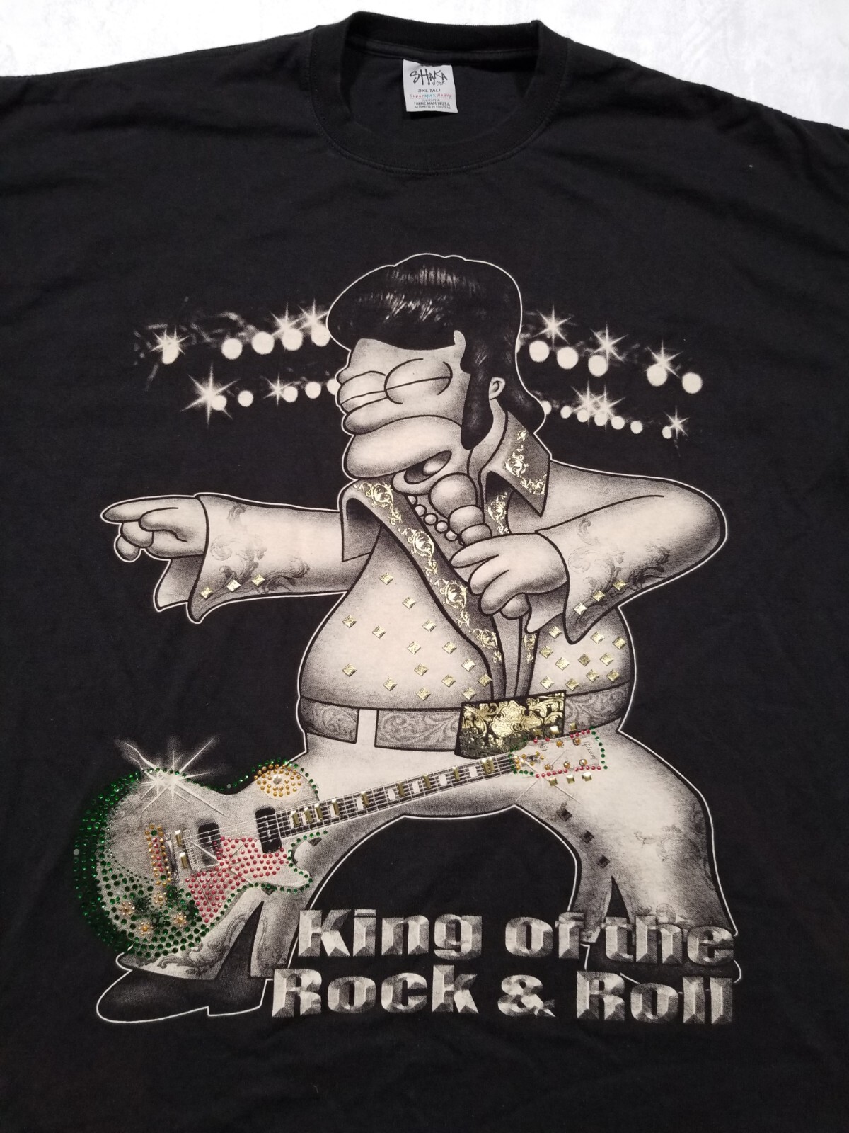 Vintage Homer Simpson Elvis Presley T Shirt Men 3XLT Tall Duff Rhinestone Rock gallery