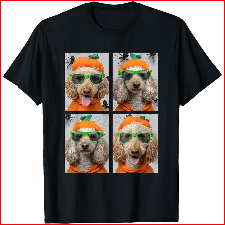 Cute Poodles with Sunglasses Pumpkin Costume Funny Halloween T-Shirt