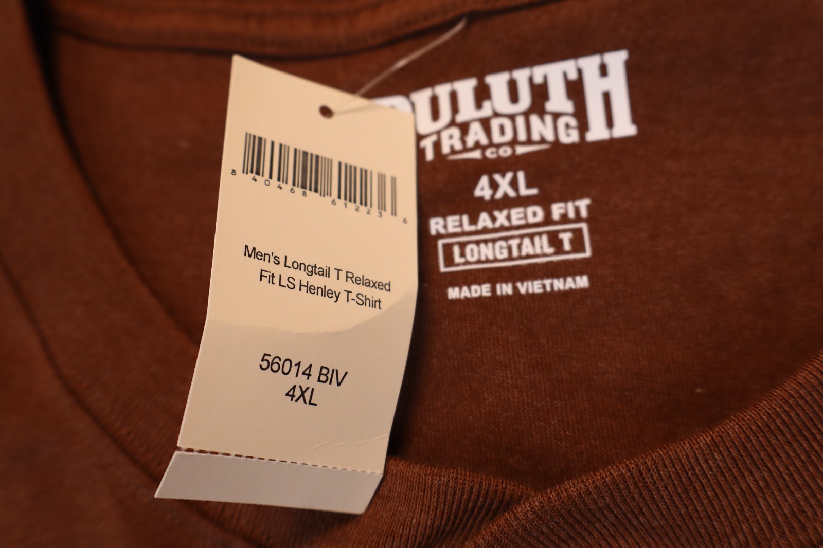 NEW Duluth Trading Co Longtail T Relaxed Long Sleeve Henley T Shirt Brown 4XL gallery