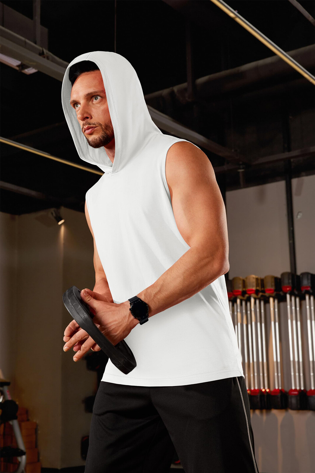 Men's Casual Workout Hoodie Tank Gym Cotton Sleeveless Quick Dry Muscle T-Shirts gallery