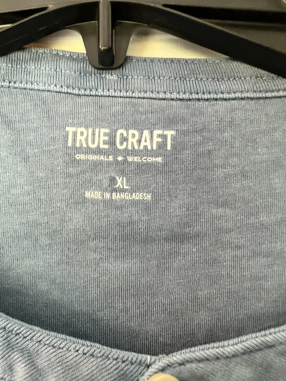 True Craft Men’s Henley T-Shirt Blue NWT Size XL Spring/Summer see description gallery