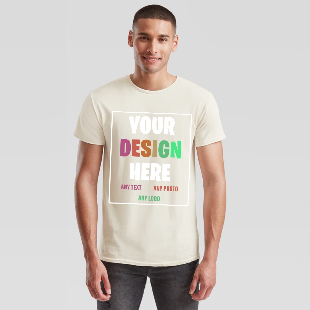 Personalised Custom Mens T-Shirt Your Text Photo Logo Design Upload gallery