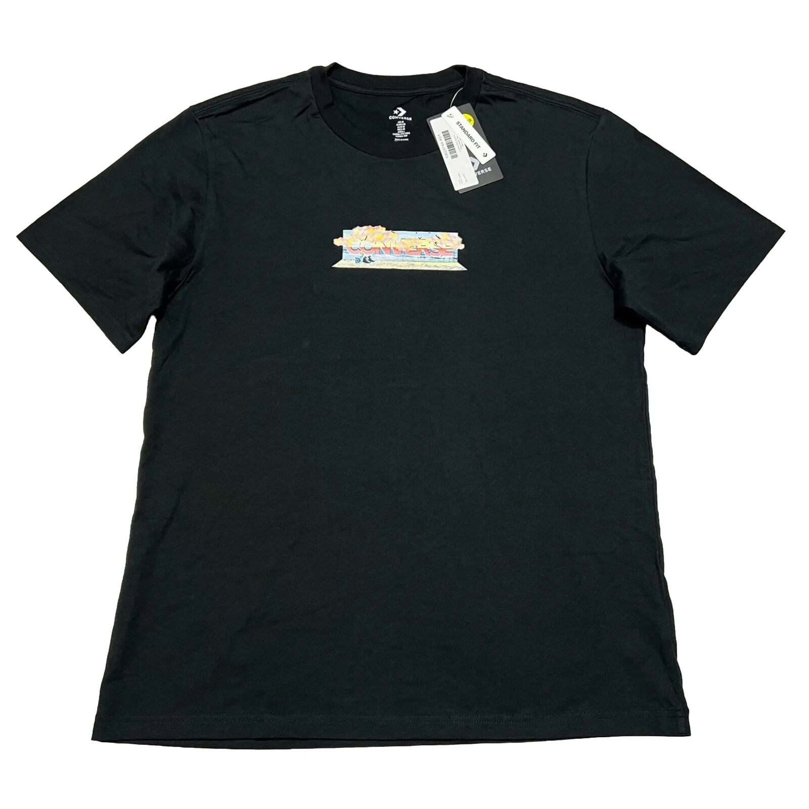Converse Men's T-Shirt Black Graphic Black Crew Neck Short Sleeve Tee Medium NWT gallery