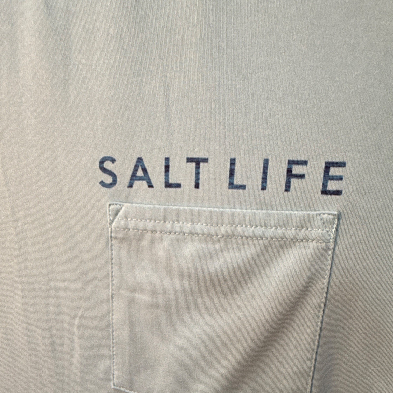 Salt Life Vapor Men’s Blue Graphic Logo Pocket Polyester Knit Tee Crew XL gallery