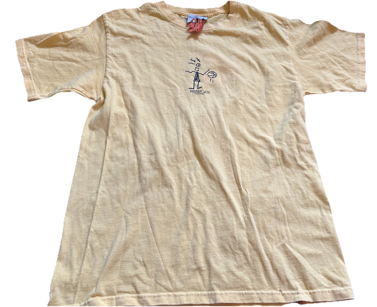 PIRANA JOE Big Orange Pirana Fish T-Shirt Cozumel Yellow Size Medium gallery