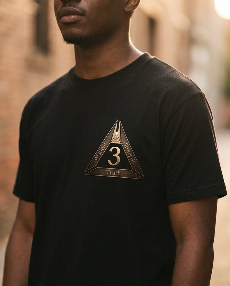 Masonic 3 Wisdom Strength Truth T-shirt -premium Minimal Symbol Tee | 3 Degrees