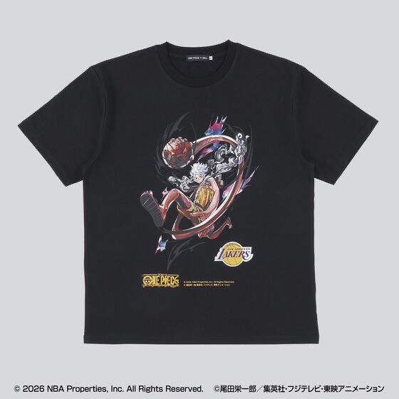 ONE PIECE × NBA T-Shirts Luffy x Los Angeles Lakers BLACK、White