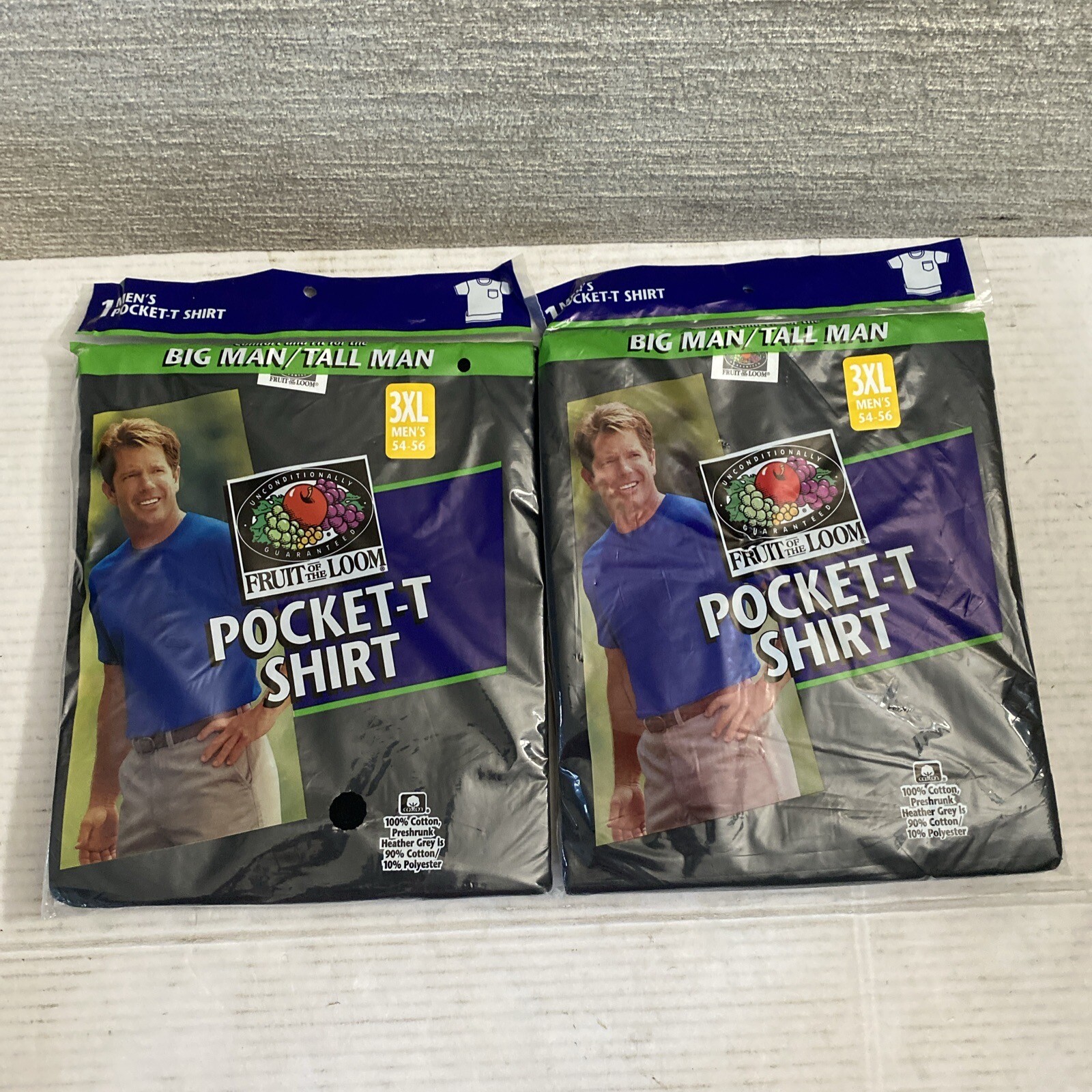 VTG 1998 Fruit Of The Loom Black Pocket T Shirt Men 3XL 54-56 Big Tall NEW Lot 2