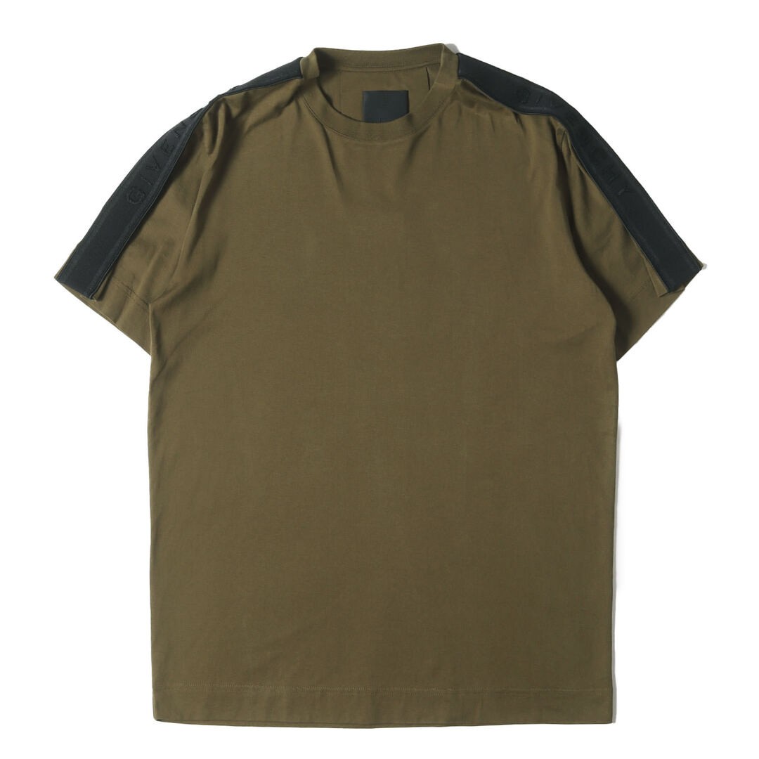 GIVENCHY T-Shirt Size: L 21AW Logo Tape Design Slim Fit Khaki Top Used BEEG-0 gallery