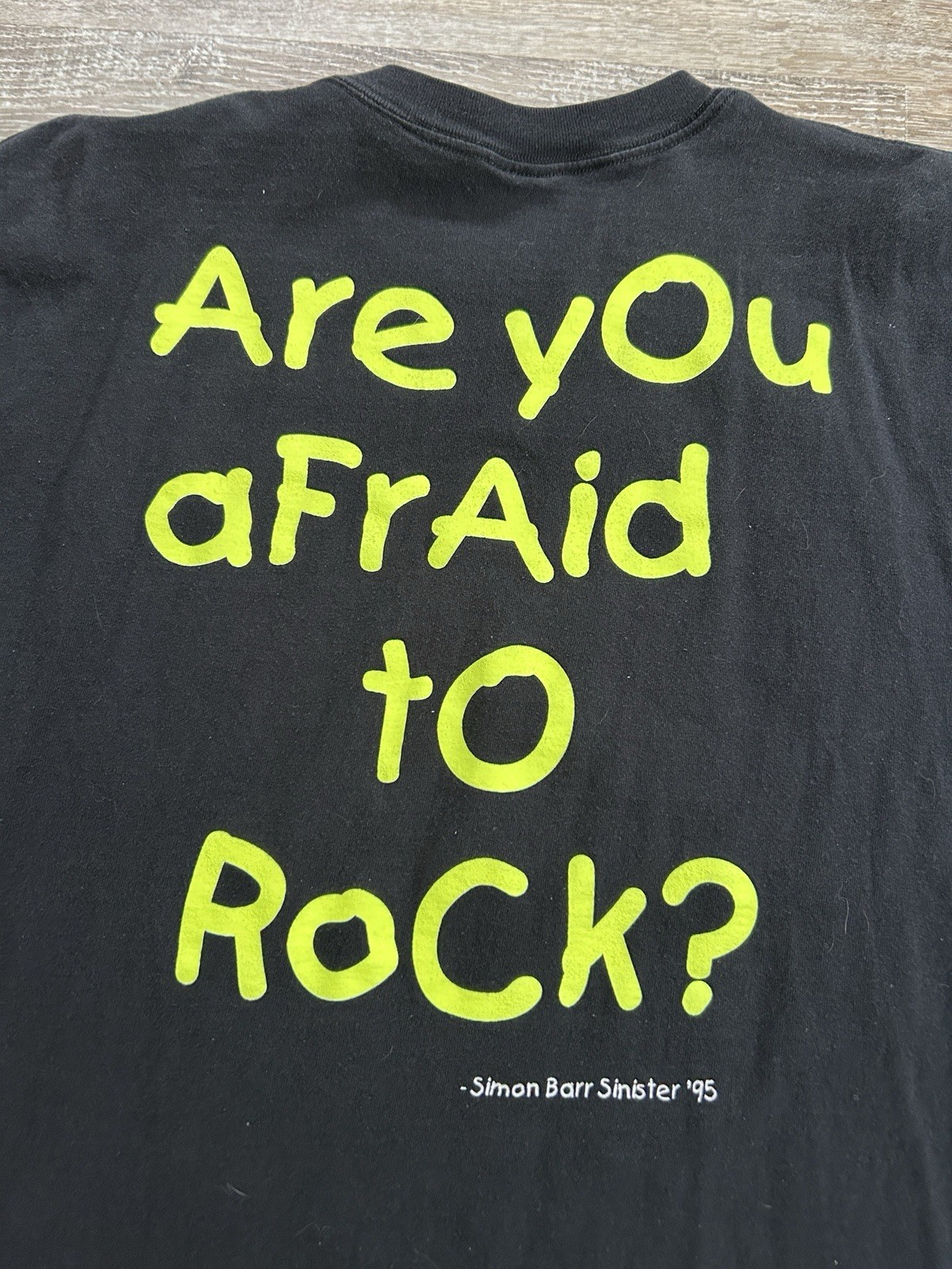 Vintage 1995 Simon Barr Sinister Rock Band T Shirt Indianapolis 90s Promo Tour gallery