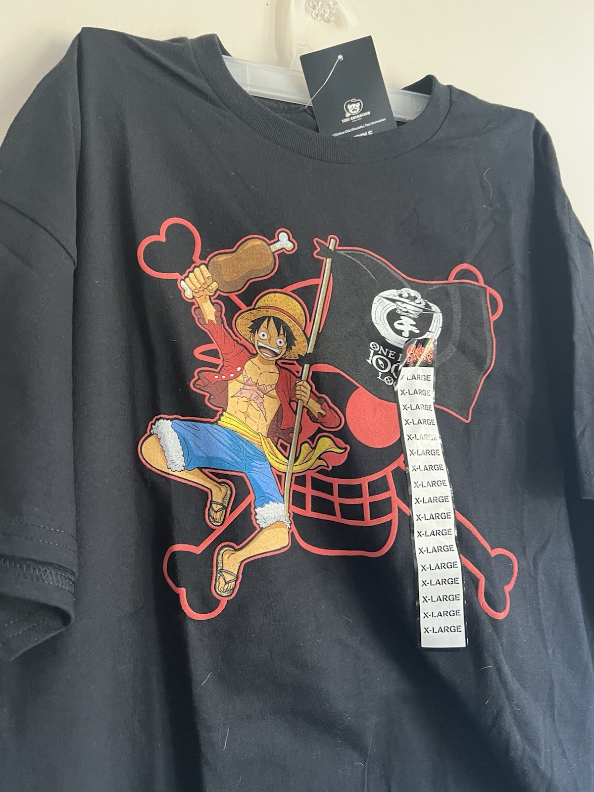 Ripple Junction One Piece Monkey D. Luffy Red Skull Men Black Tshirt XL New gallery