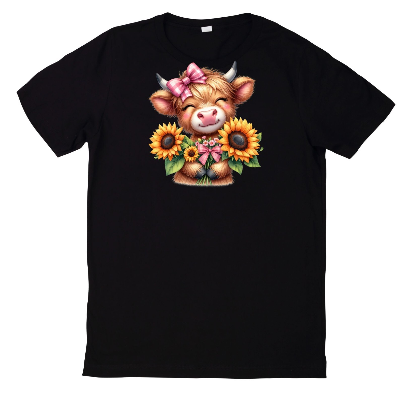 Highland Cow Sunflower Print Cotton T-Shirt gallery