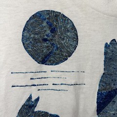 Vintage nature tee wolf moon single stitch glitter handmade grandma size xl e214