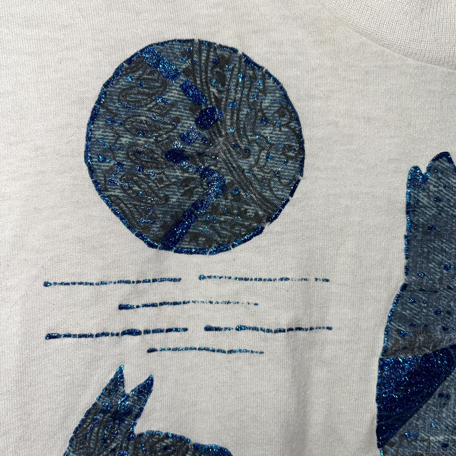 Vintage nature tee wolf moon single stitch glitter handmade grandma size xl e214 gallery