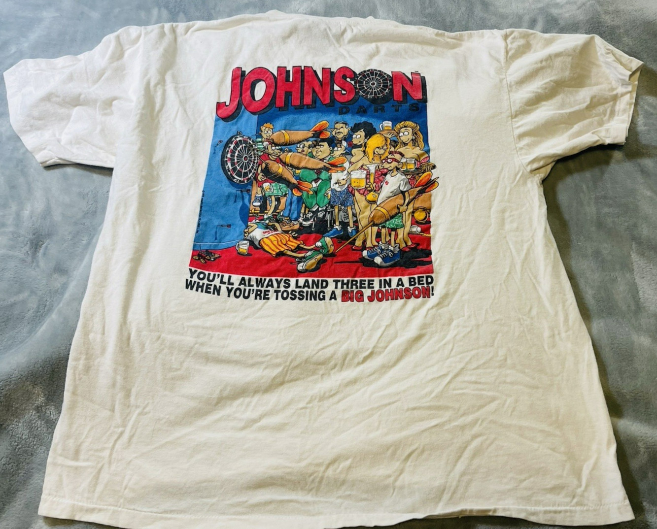 Vintage 1980s Single Stitch Big Johnson Funny T Shirt Size XL Made In USA