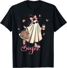 Boo Jee Ghost Drinking Coffee Coquette Bow Halloween Unisex T-Shirt