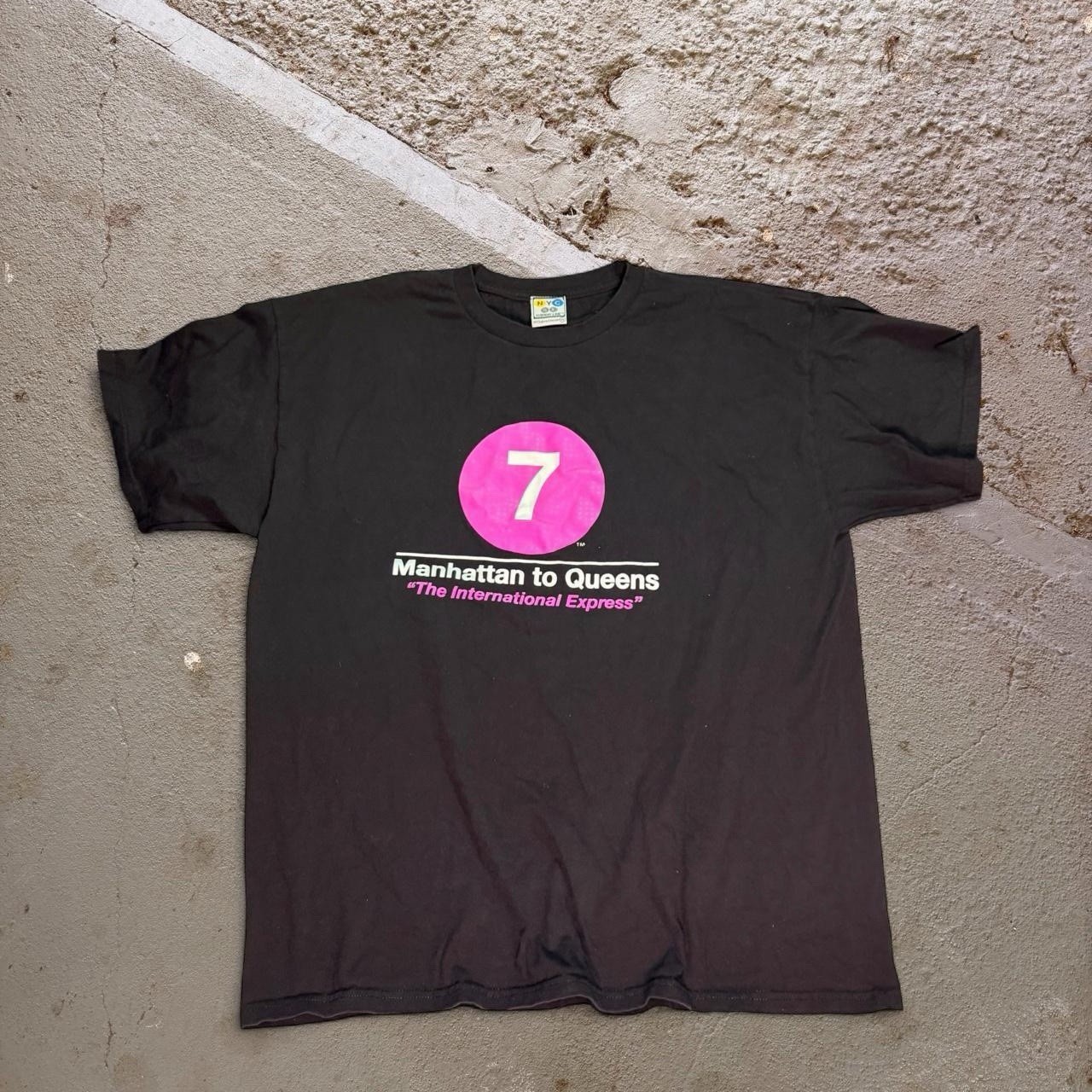 Y2K Vintage NYC Subway Line International Express Tee Shirt XXL gallery