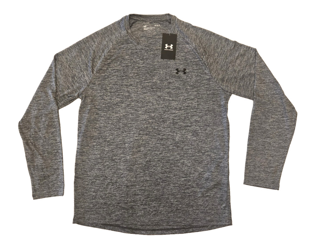 UNDER ARMOUR Men’s Gray Long Sleeve Poly Tech 2.0 T-shirt. Sz. Large. * NWT *