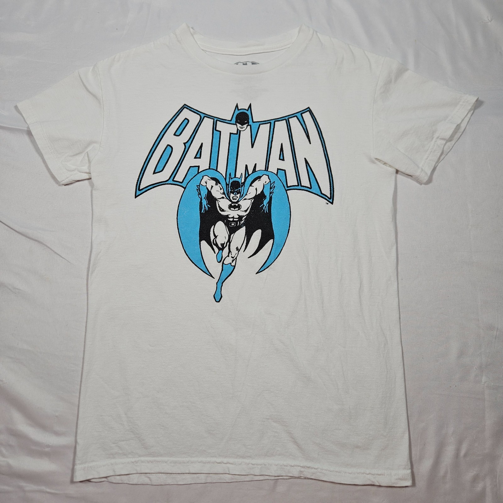 Retro Batman Small Tee Shirt White DC Comics Blue and Black Graphic gallery