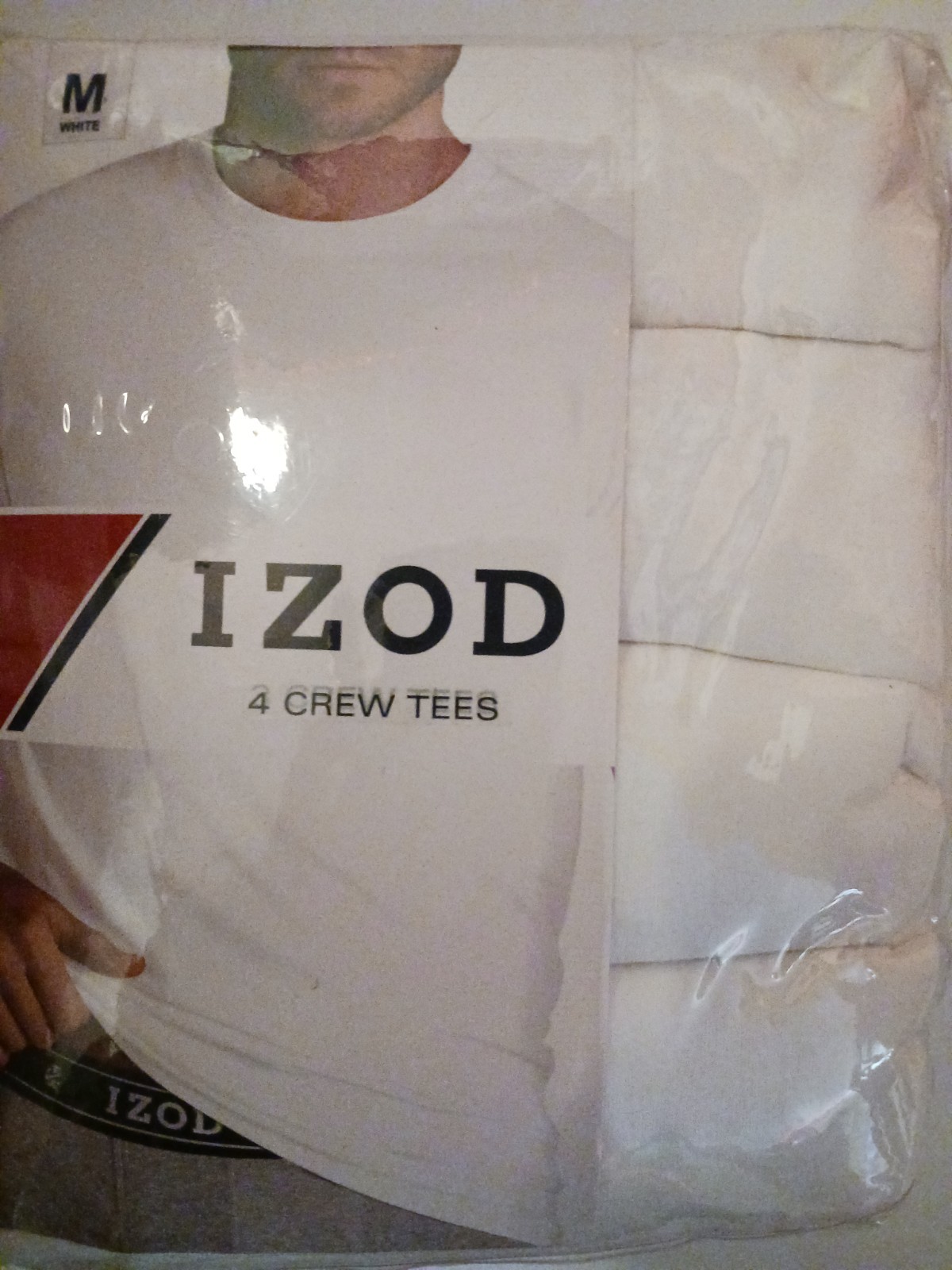 IZOD MENS CREW NECK TEE 4 PACK WHITE MEDIUM