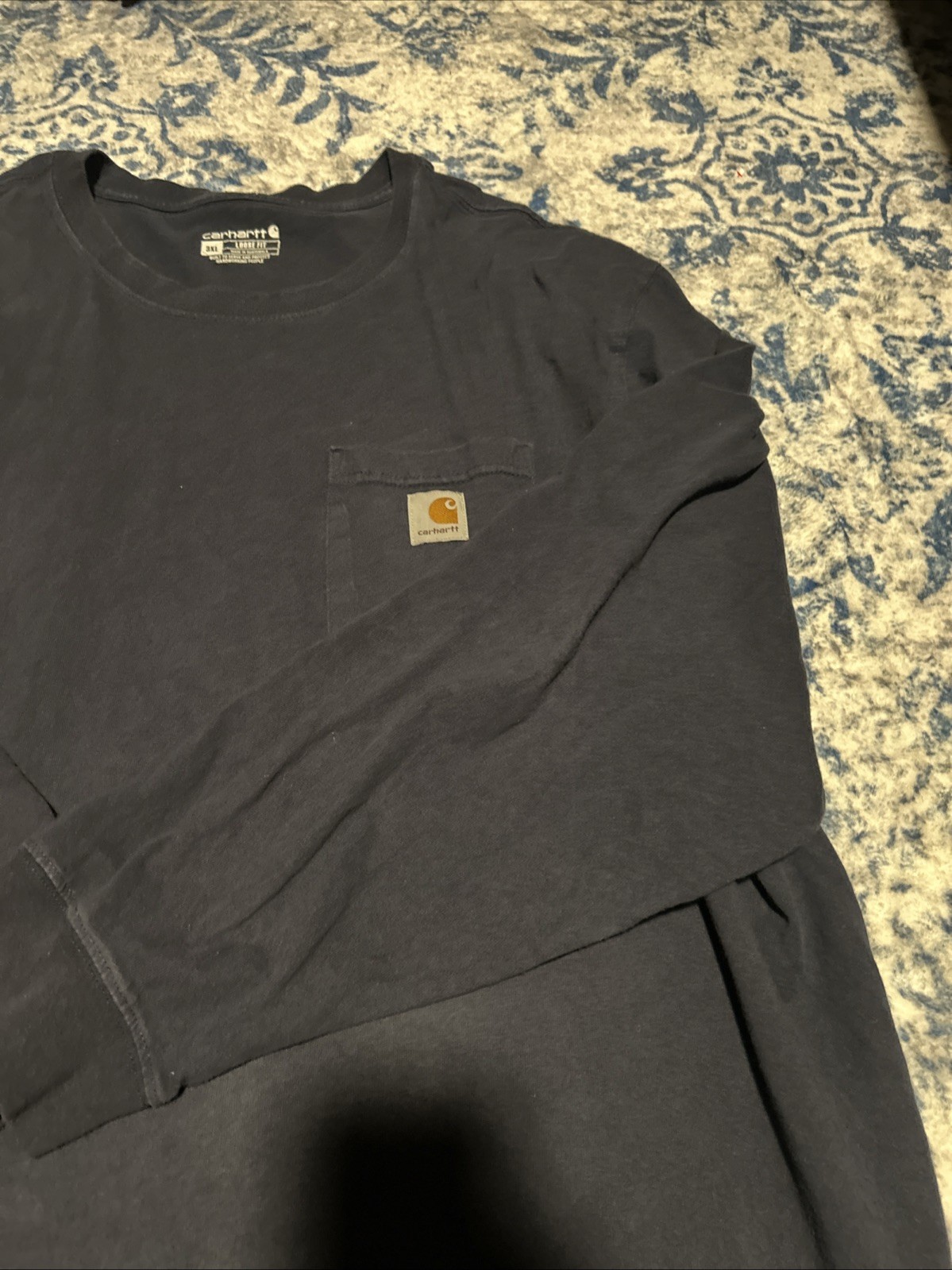 Carhartt Loose Fit Long Sleeve T-Shirt Navy Blue Heavy Duty Mens Size 3XL gallery