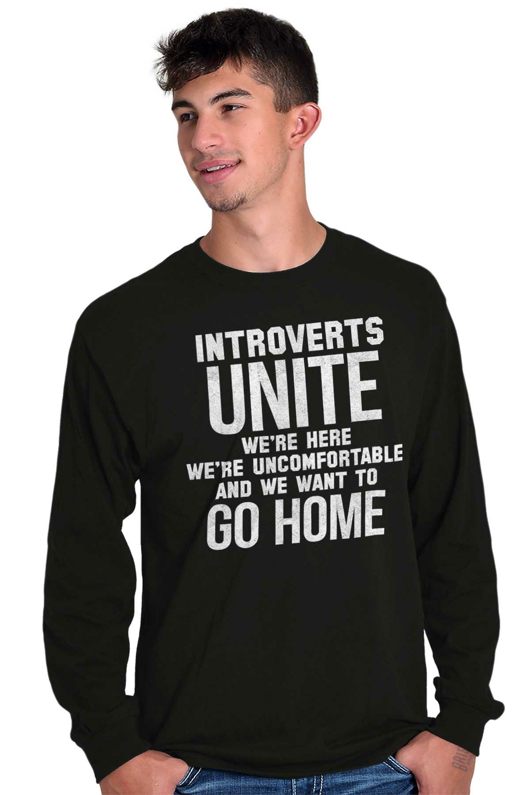 Introverts Unite Just Kidding Go Home Funny Long Sleeve Tshirt Tee for Adults gallery