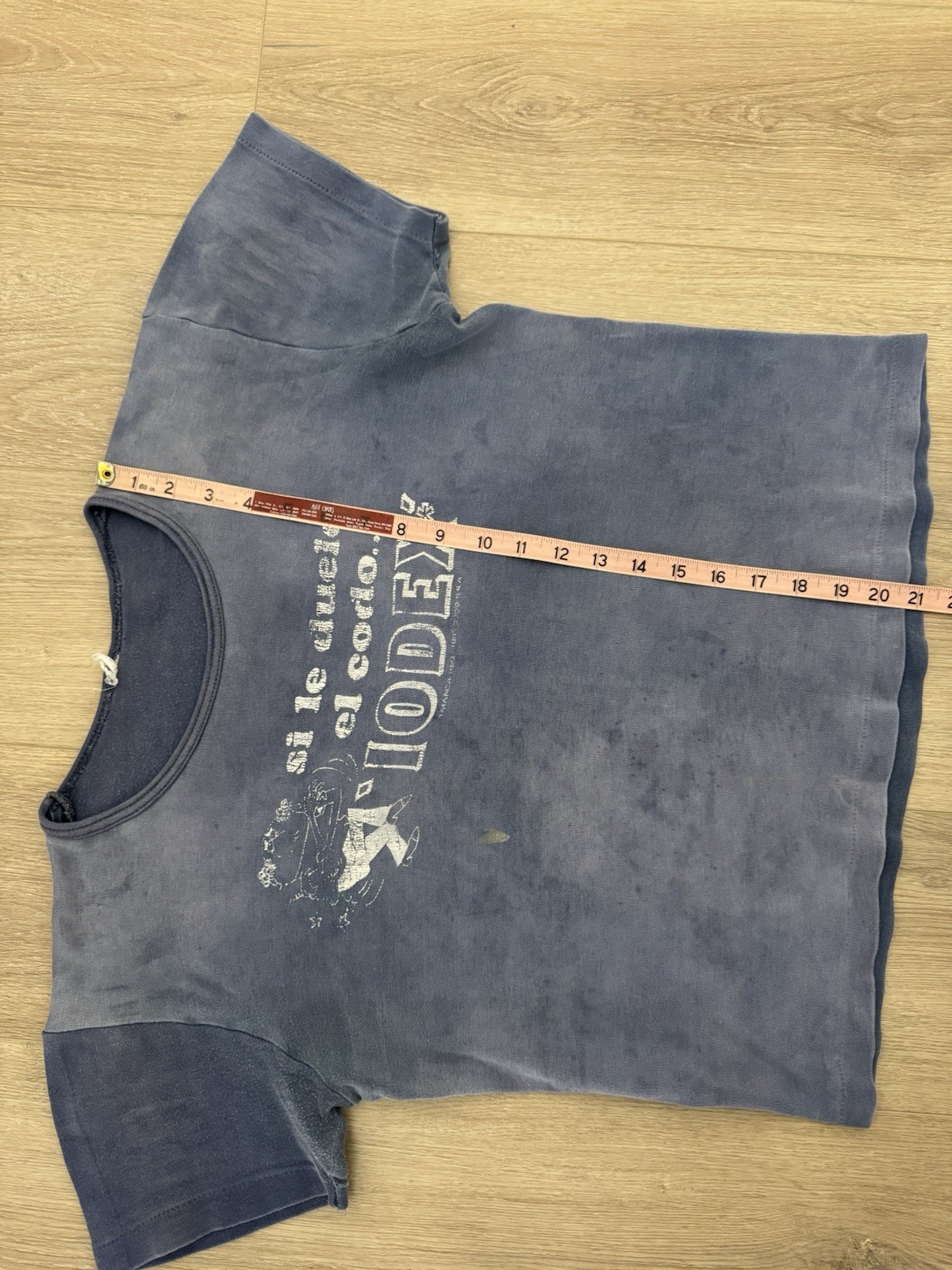 vintage 40s Sunfaded Blue Iodex Graphic Baby Cropped Tee S-M 50s Shirt gallery