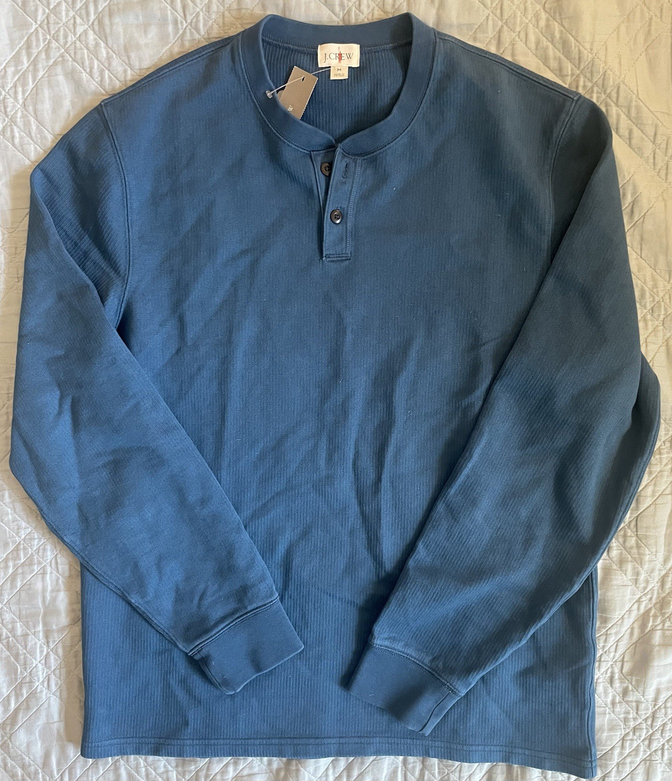 J. CREW Dense cotton herringbone henley in Granite Blue Size M $79.50 CR408 gallery