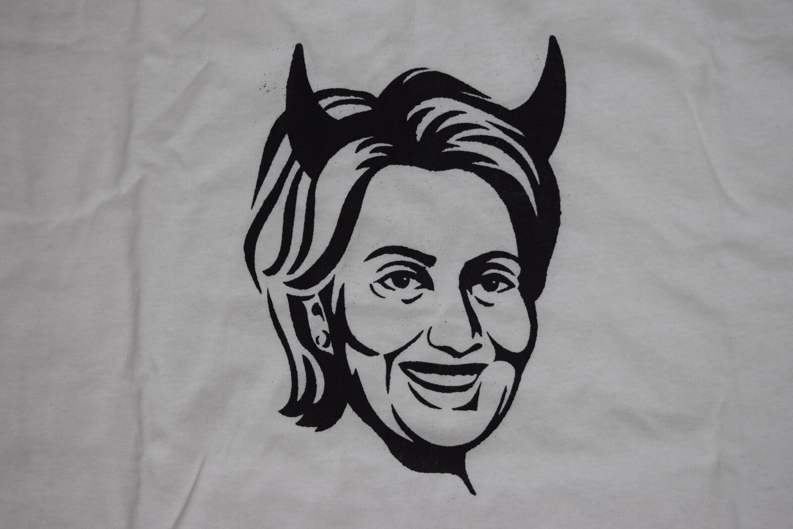 Hillary Clinton Evil With Devil Horns White Cotton Hanes Funny Offensive T-shirt gallery