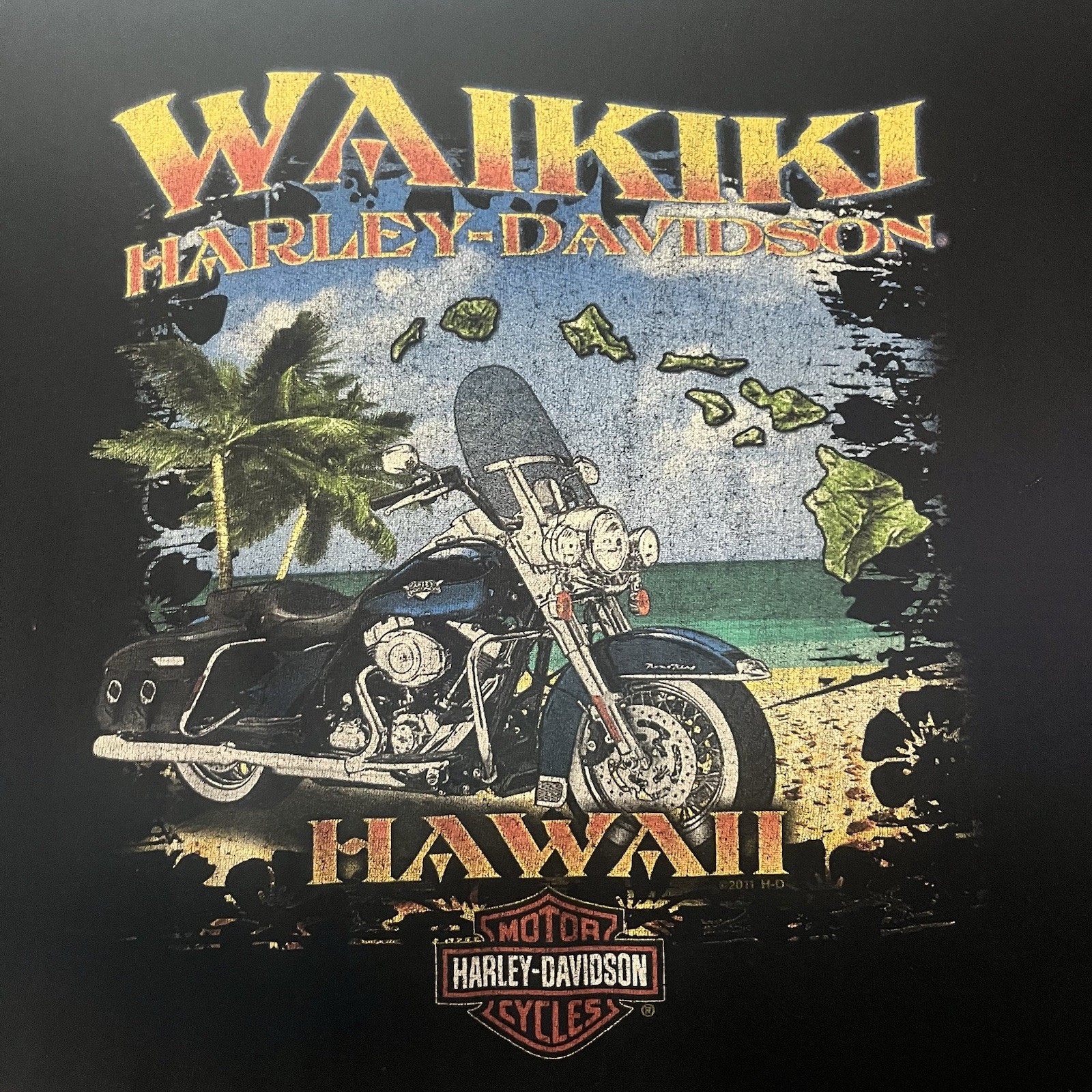 Harley Davidson Waikiki Hawaii Motorcycle Shirt Black Men’s Size 2XL gallery