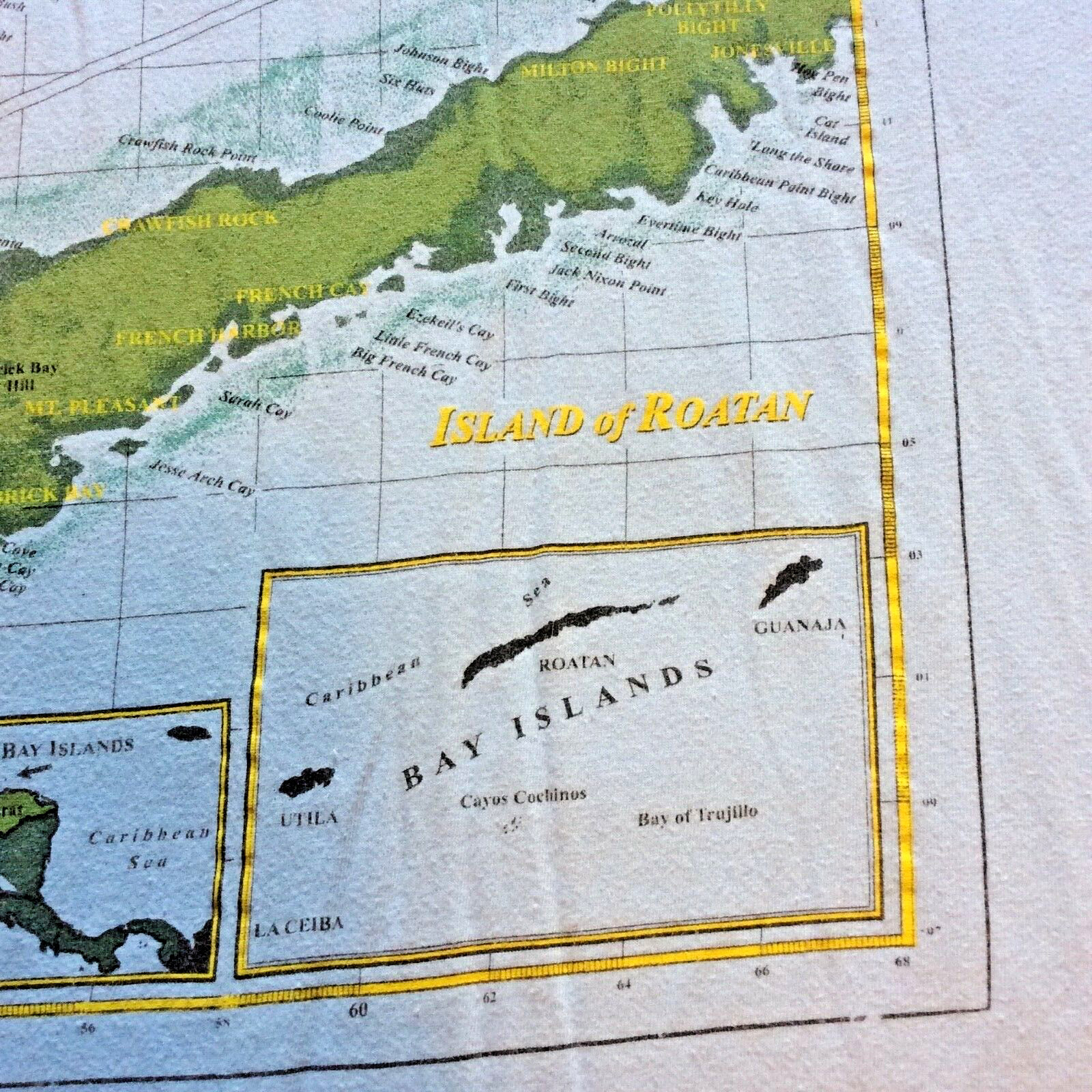 Maknudo Bay Islands Honduras Map Light Blue 3XL T Shirt Vacation Beach Sea Ocean gallery