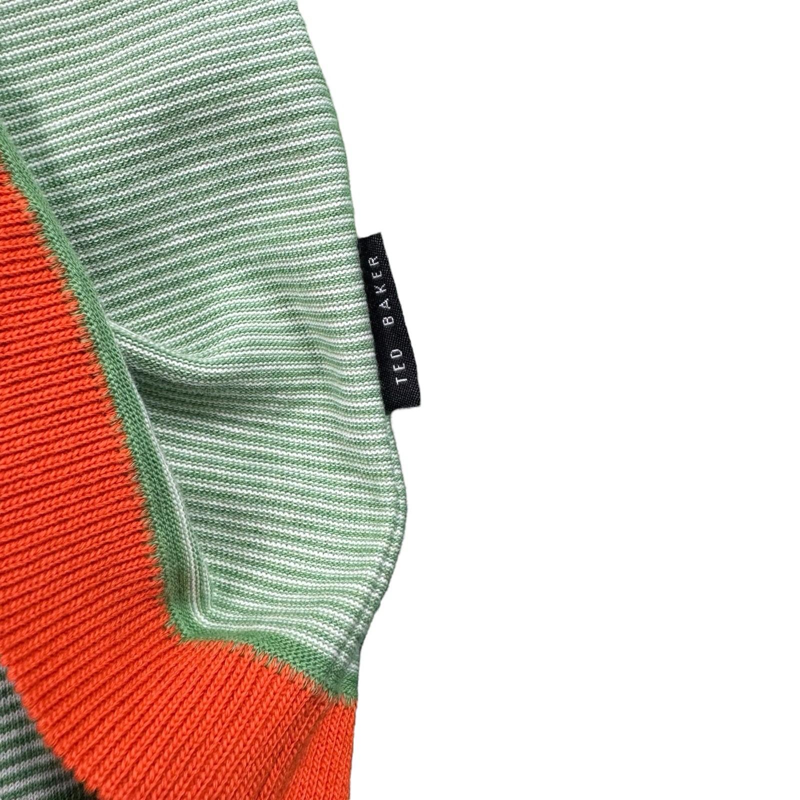 Ted Baker London Green Stripe Orange Tipped Cotton T Shirt Size 6 NWT gallery