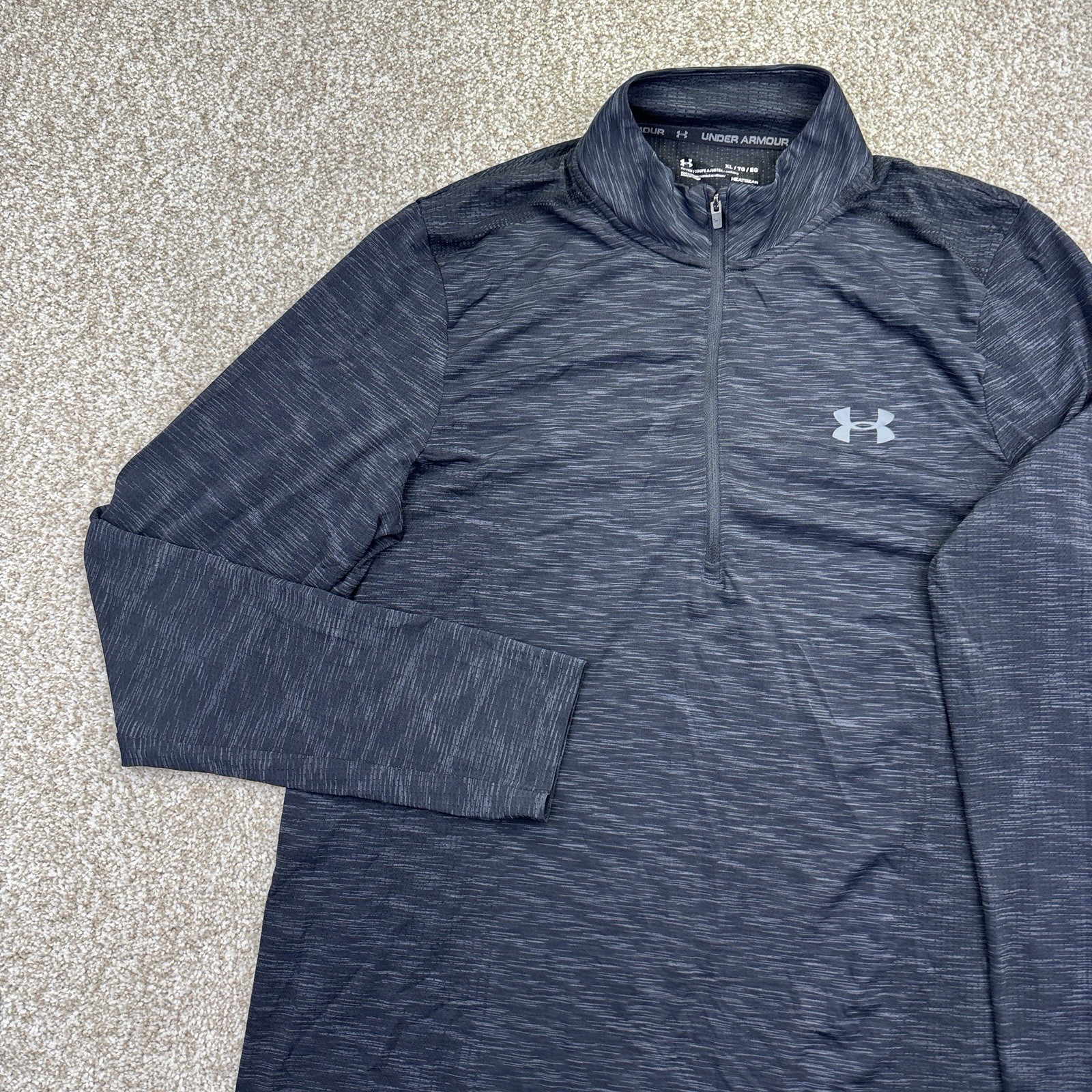 Under Armour Heatgear 1/4 Zip Training Shirt Mens Fitted XL Black Long Sleeve gallery