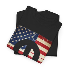 Mopar M Emblem & Script With American Flag Background T-Shirt
