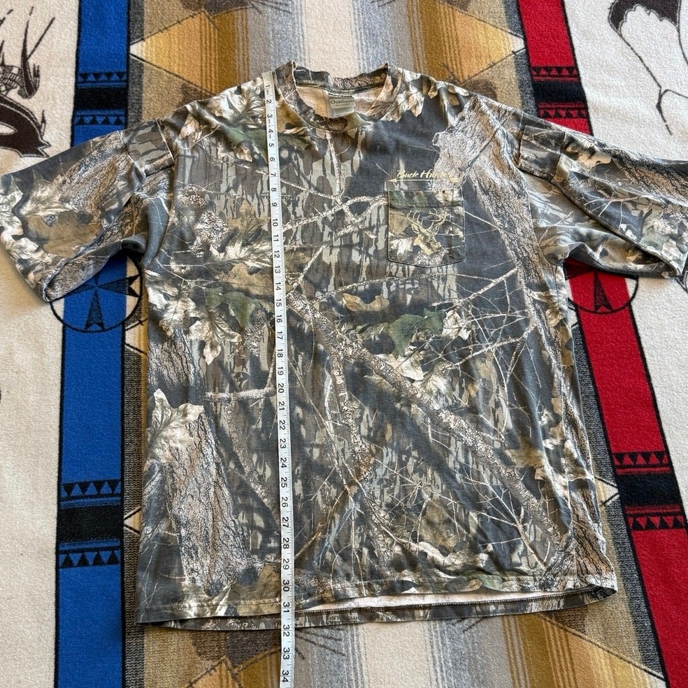 Vintage 90s Jerzees Outdoors Camouflage Long Sleeve Pocket T-Shirt Size XL Hunt gallery